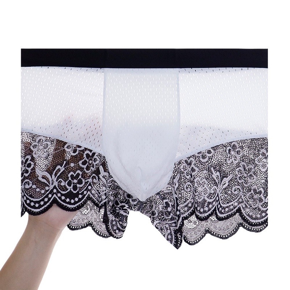 Pouch Boxer Pouch - Men's Ice Silk Lace Mesh Boxer