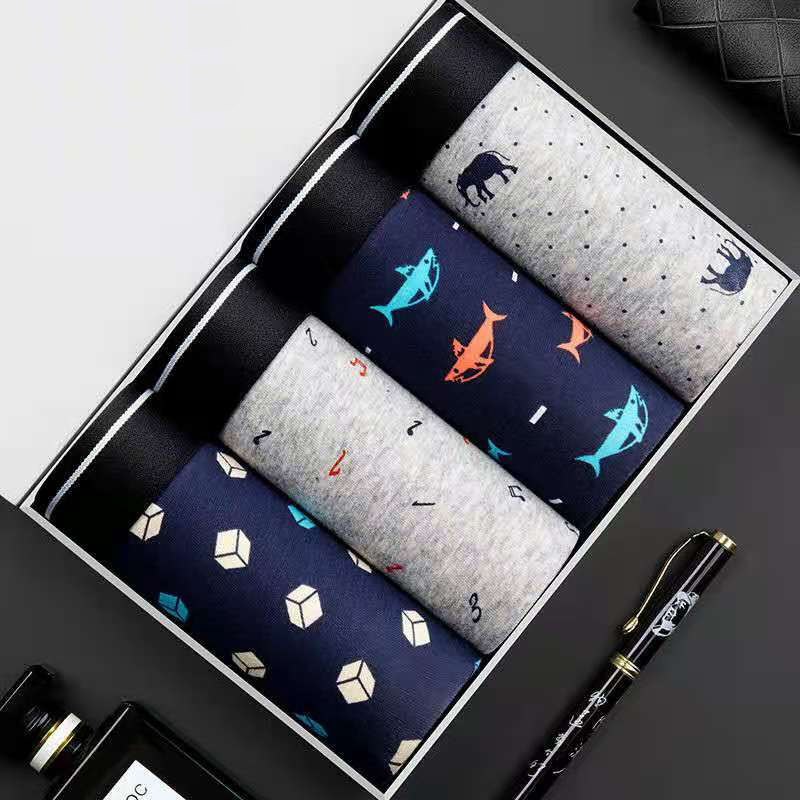 Boxer Brief Pack Cotton - 4Pcs/Lot Boxer Shorts Men Underwear Cotton