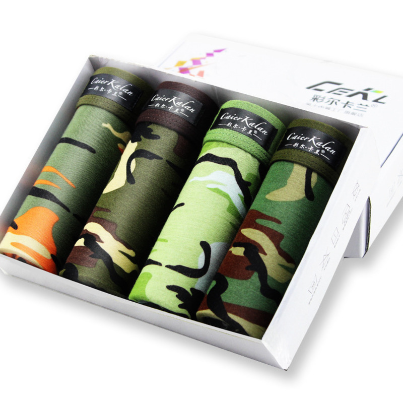 Boxer Shorts Modal - 4pcs/lot Camouflage Boxer Men Underwear Men