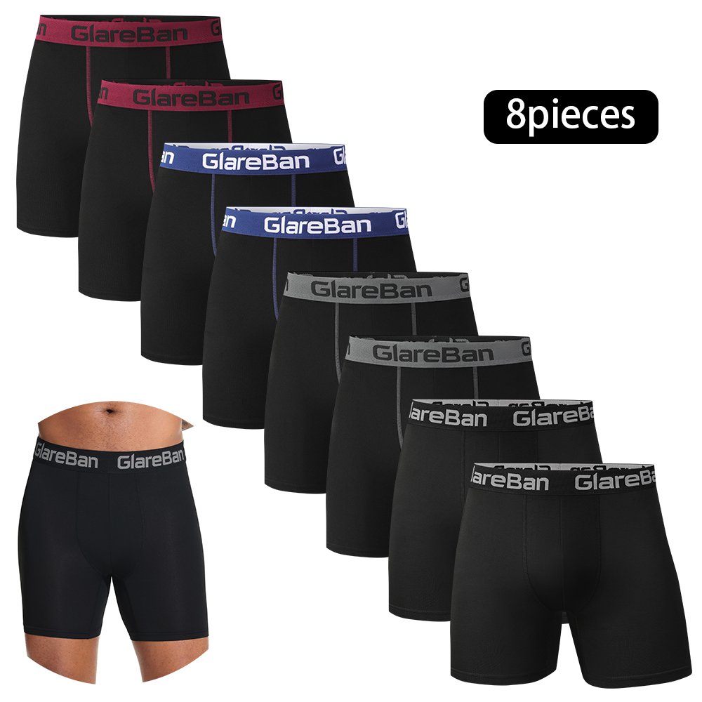 8Pcs Set Black Classic Men Box - Boxer Shorts Modal recension och pris