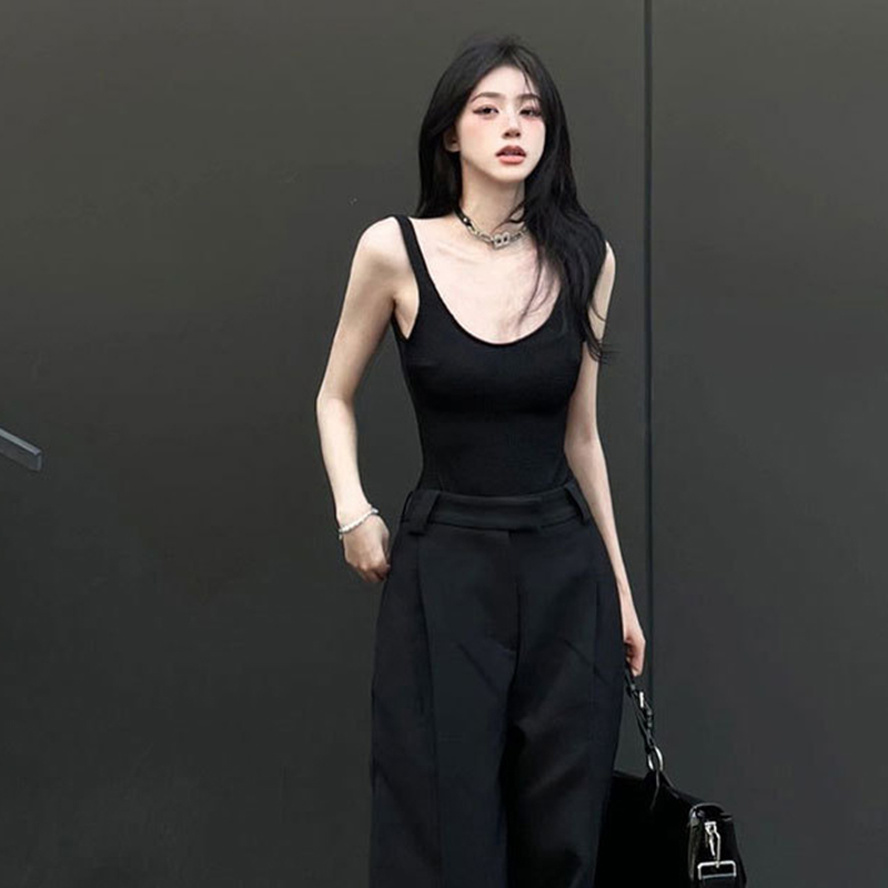 Black Strappy Bodysuit Sexy Ba - Tank Top Ribbed recension och pris