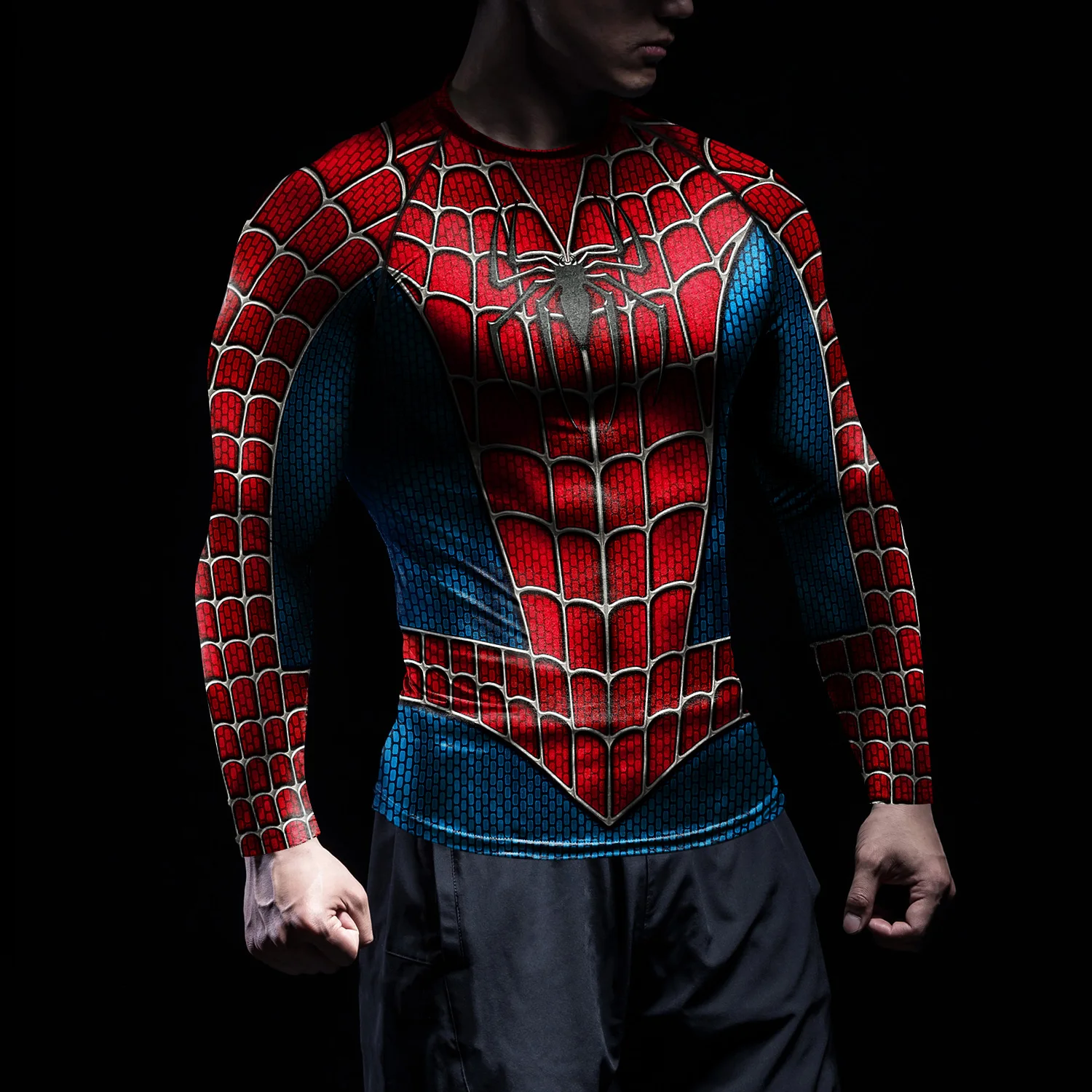 Spider Print T-Shirt Men Compr - T Shirt Tight Fit recension och pris